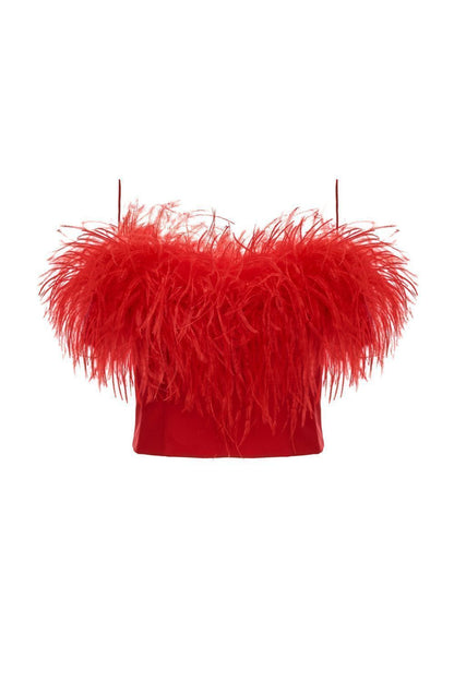 Ostrich feathers crop top