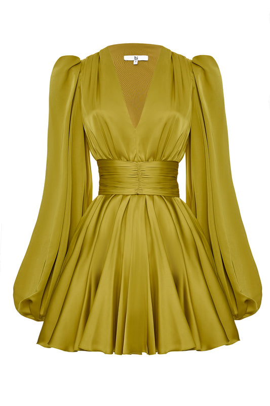 Puff Satin Mini Dress