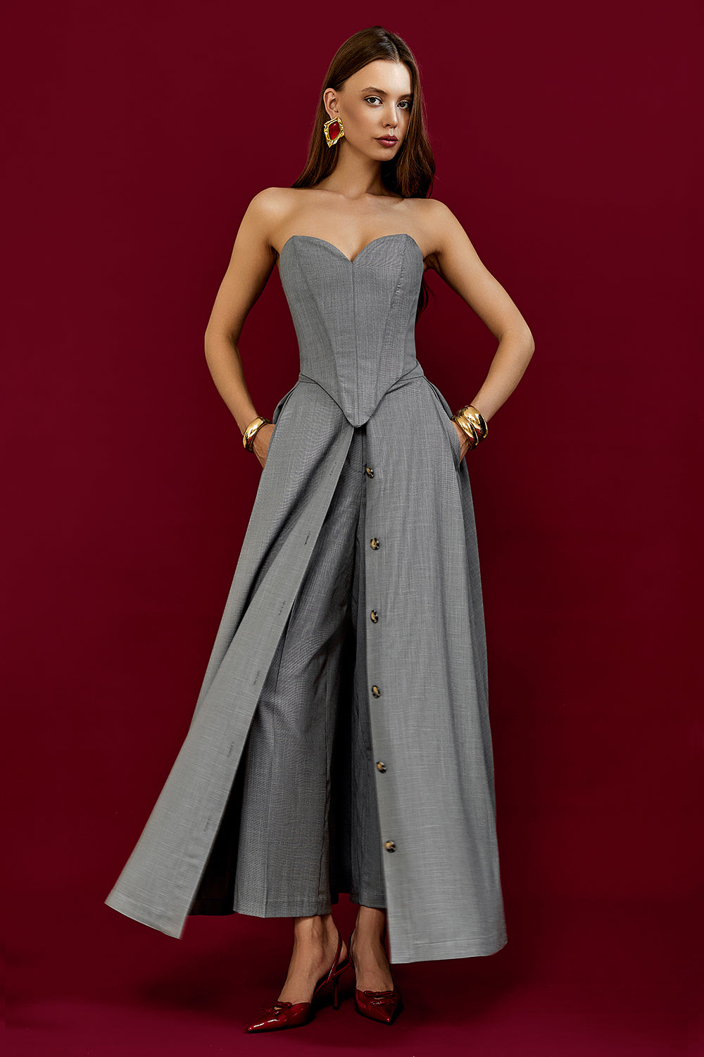 Wide-Leg Skirt Trousers