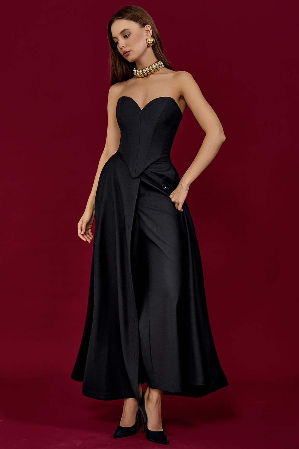 Wide-Leg Skirt Trousers