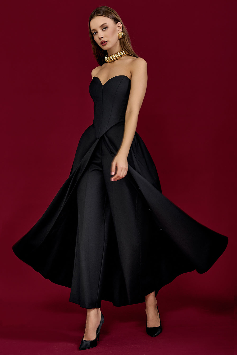 Wide-Leg Skirt Trousers