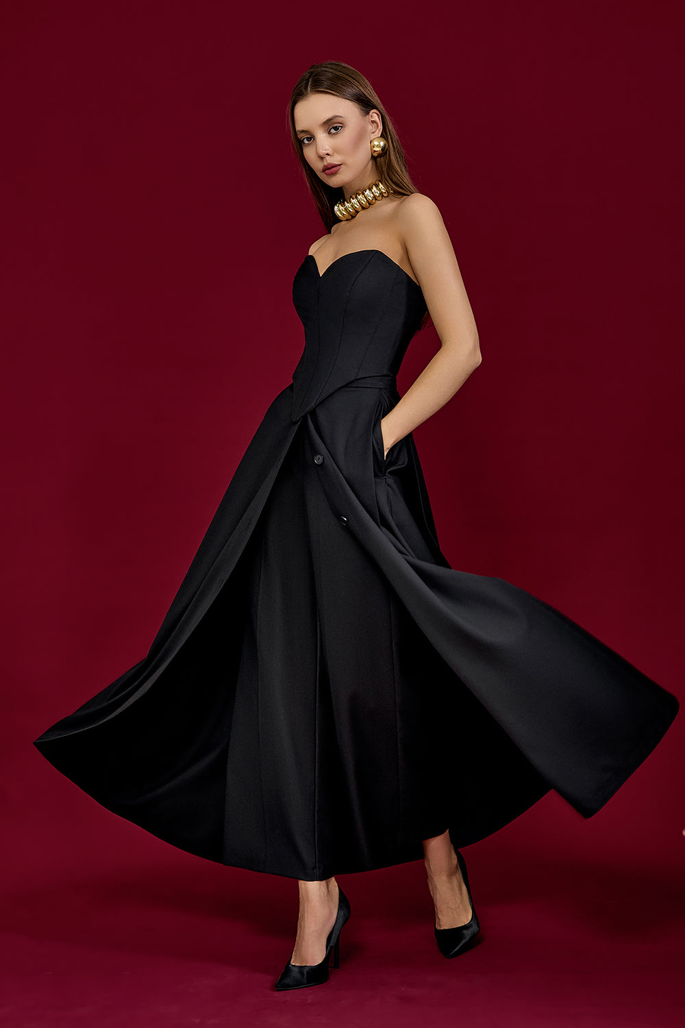 Wide-Leg Skirt Trousers