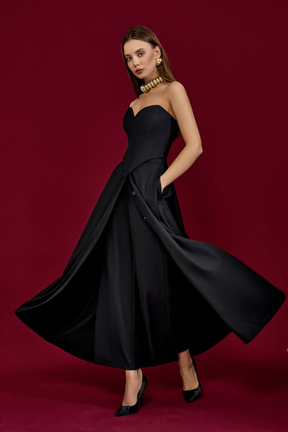 Wide-Leg Skirt Trousers