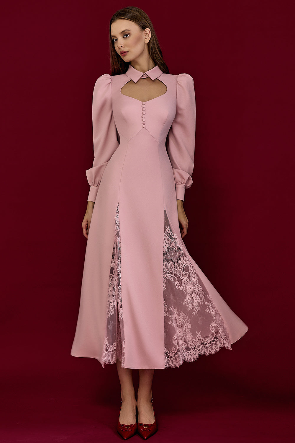 Long-Sleeve Midi Dress