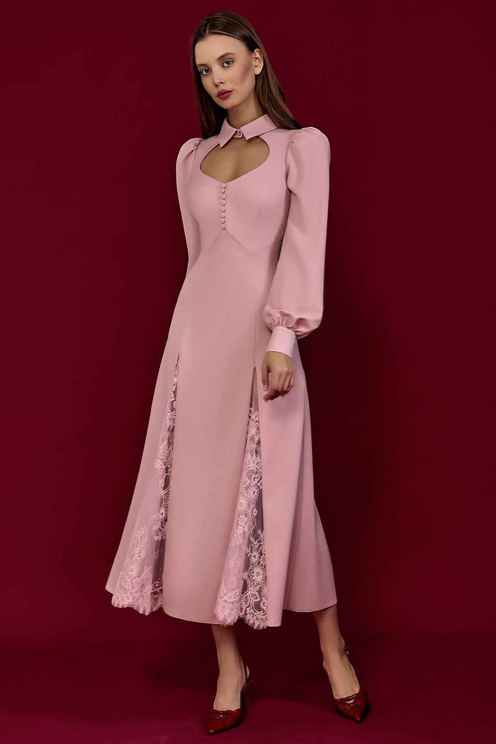 Long-Sleeve Midi Dress