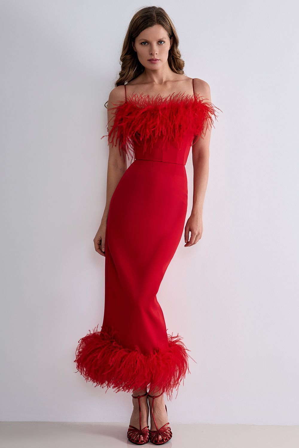 Feather pencil skirt