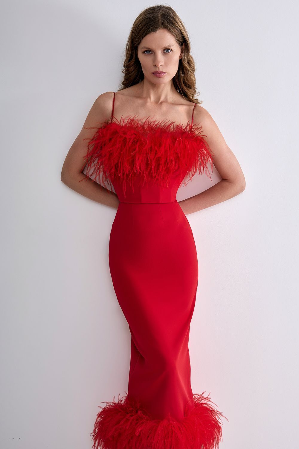 Feather pencil skirt