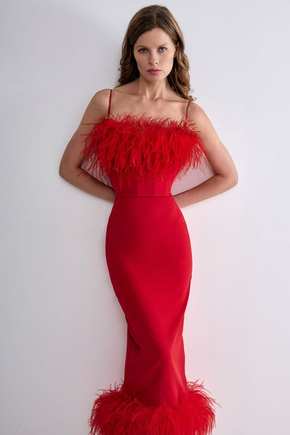 Feather pencil skirt