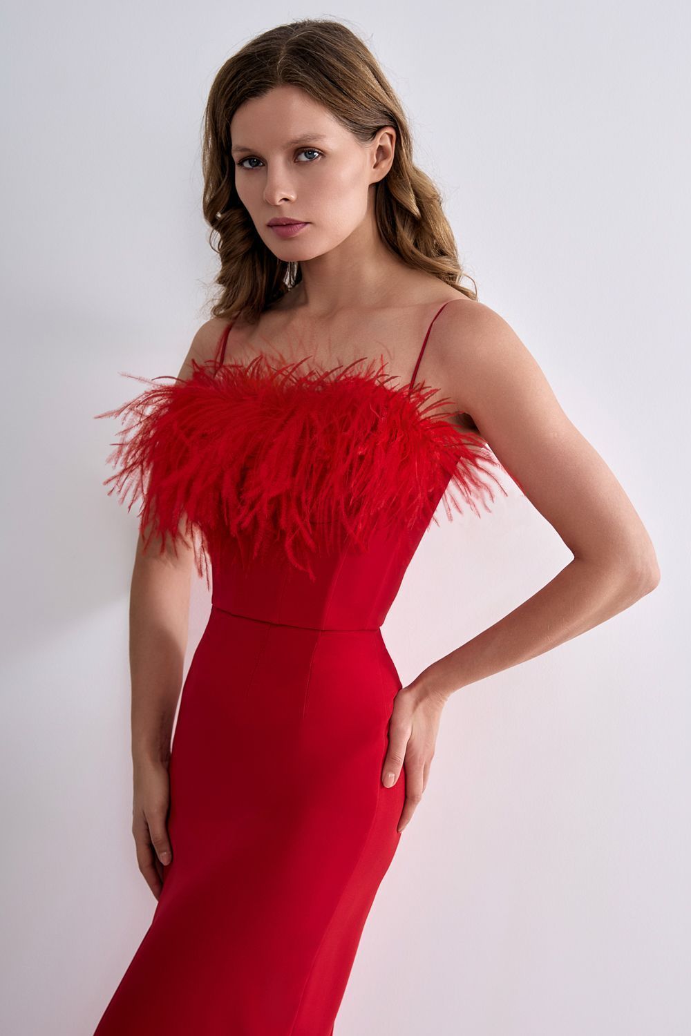Ostrich feathers crop top