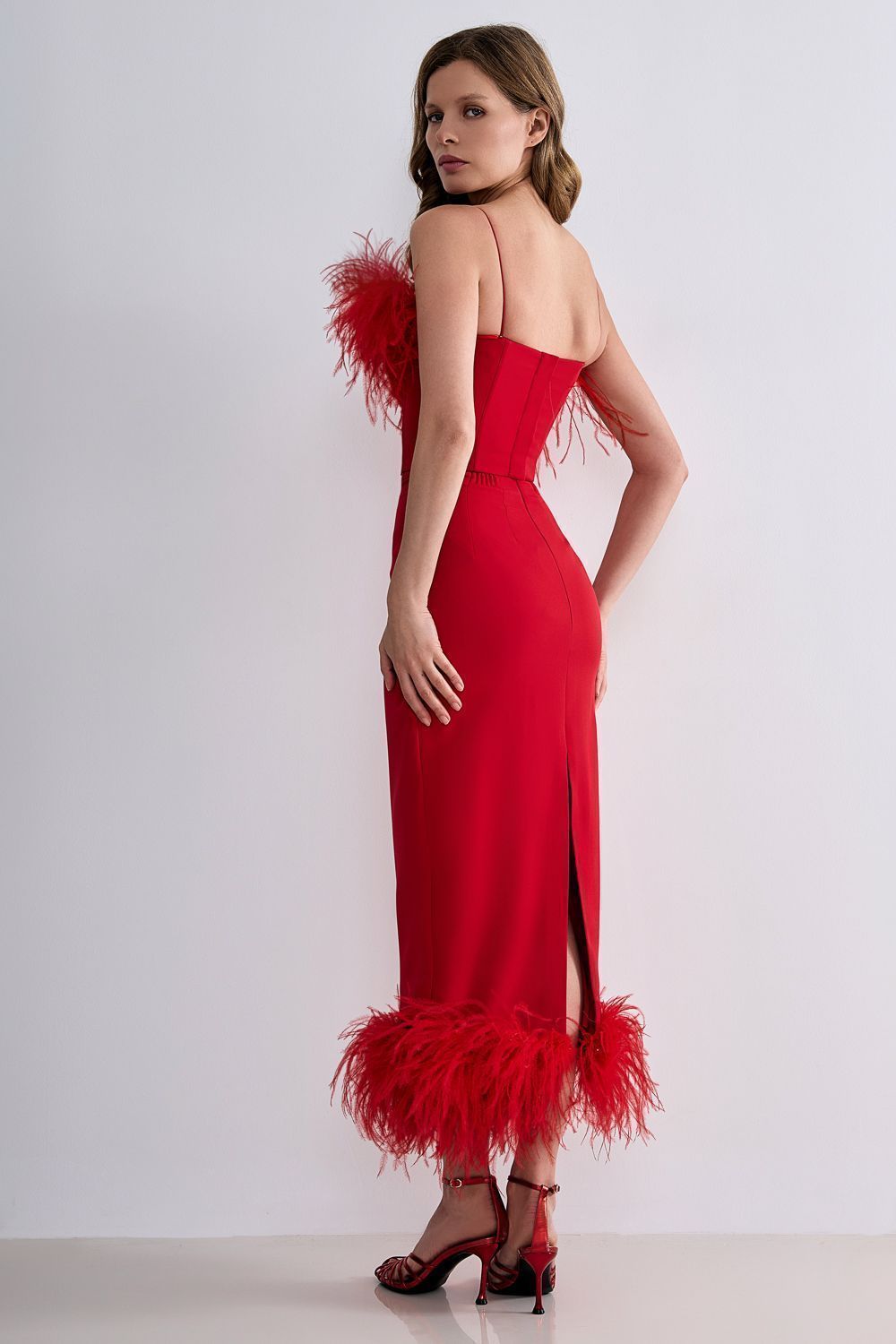Feather pencil skirt
