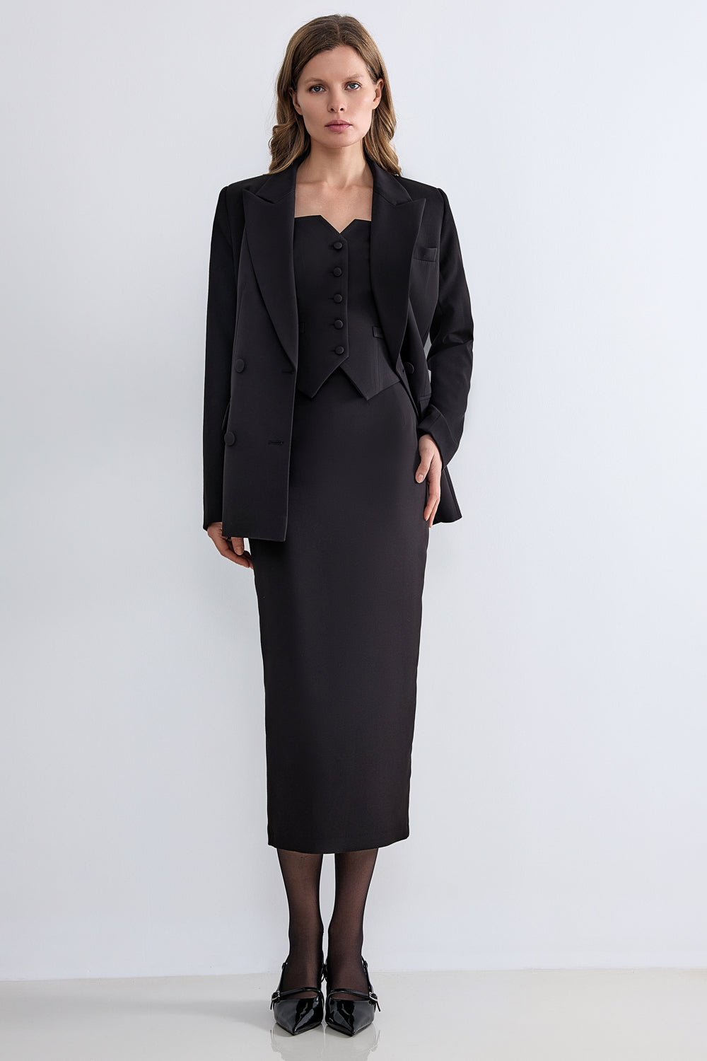 Pencil skirt with a slit