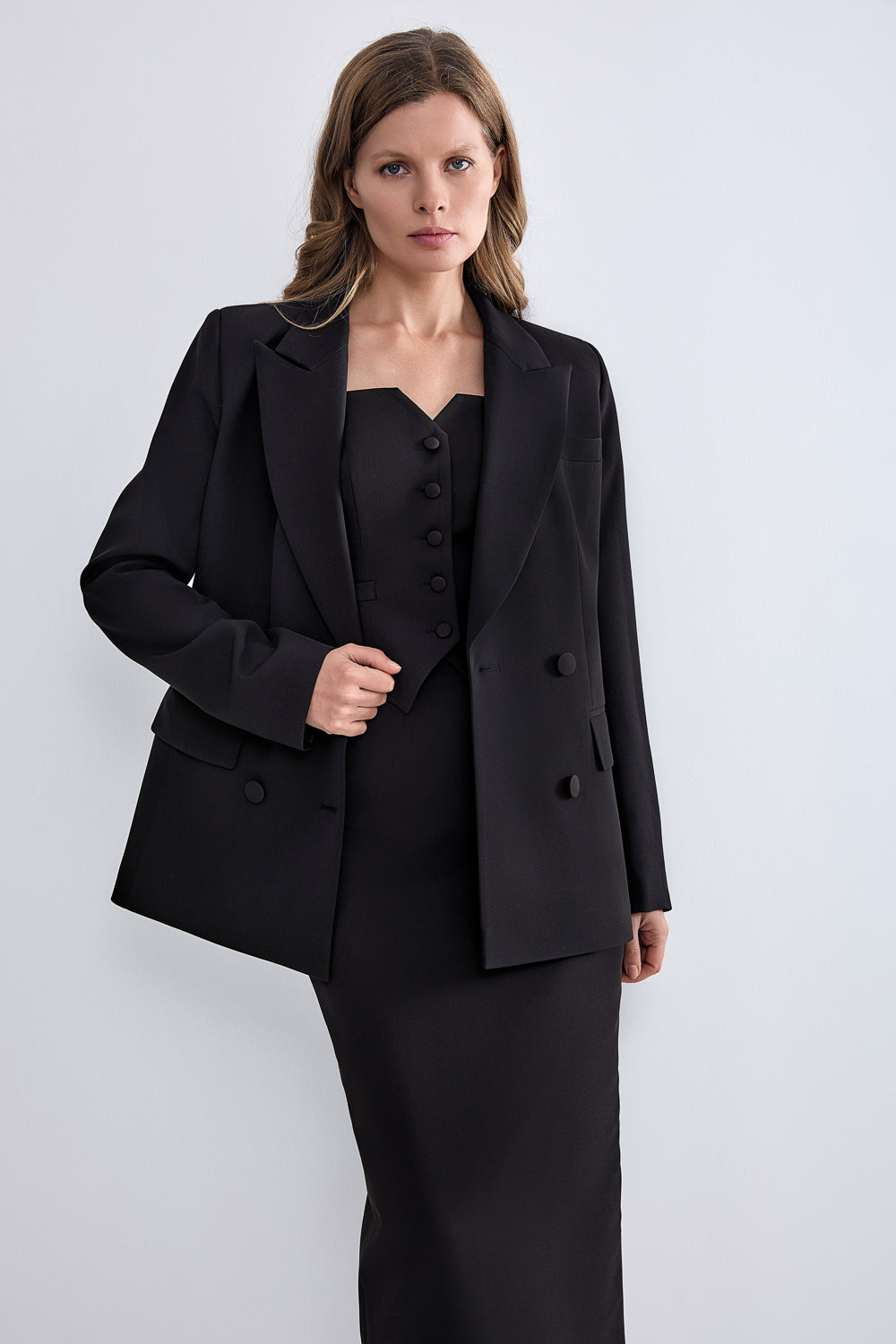 Pencil skirt with a slit