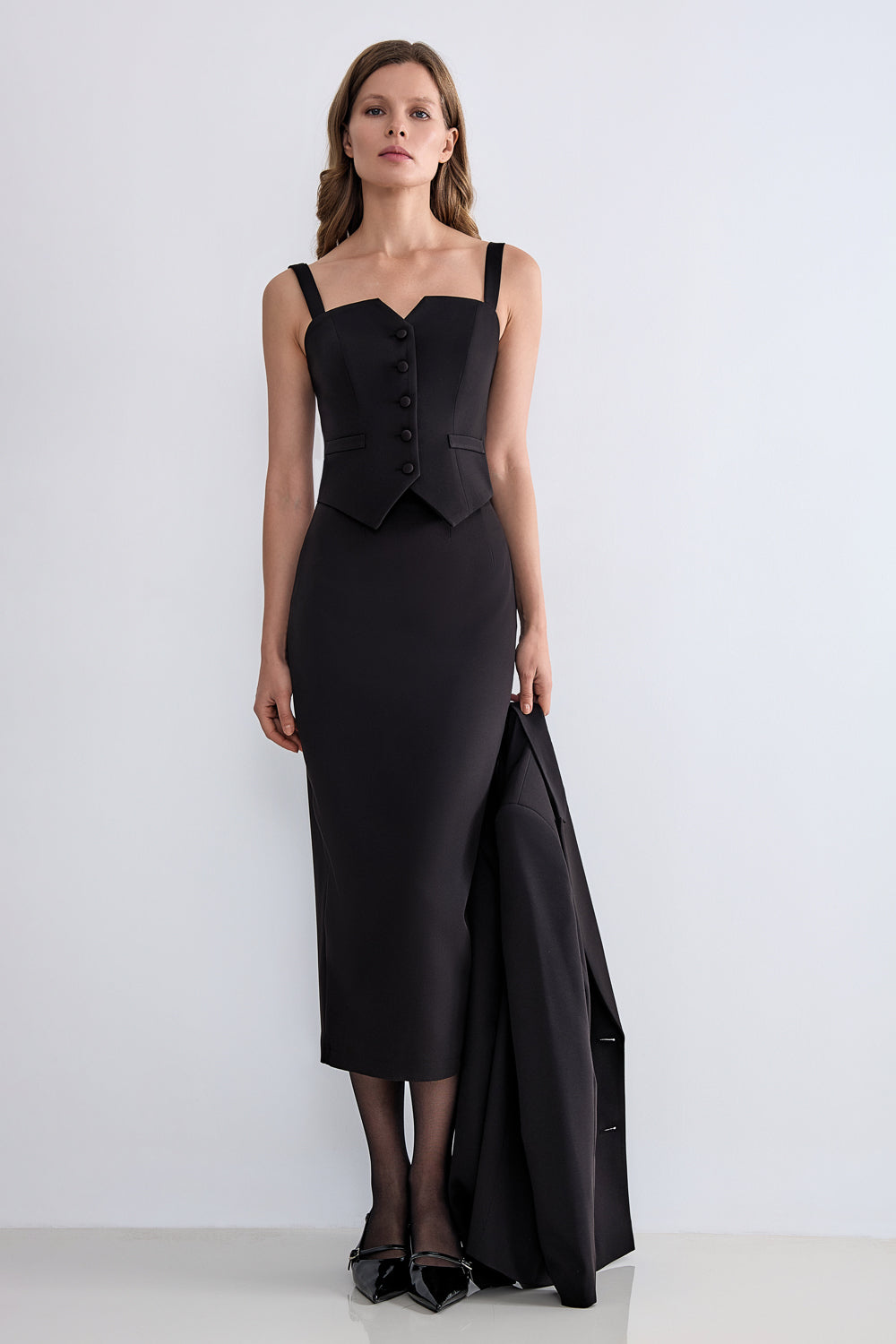 Pencil skirt with a slit