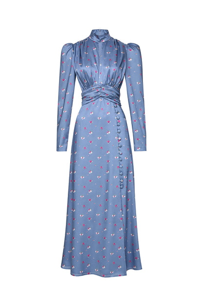 Refined Pleated Waist Midi Dress