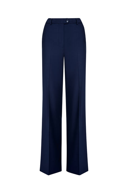 High-waisted straight-leg trousers