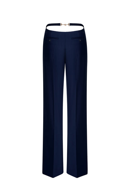 High-waisted straight-leg trousers