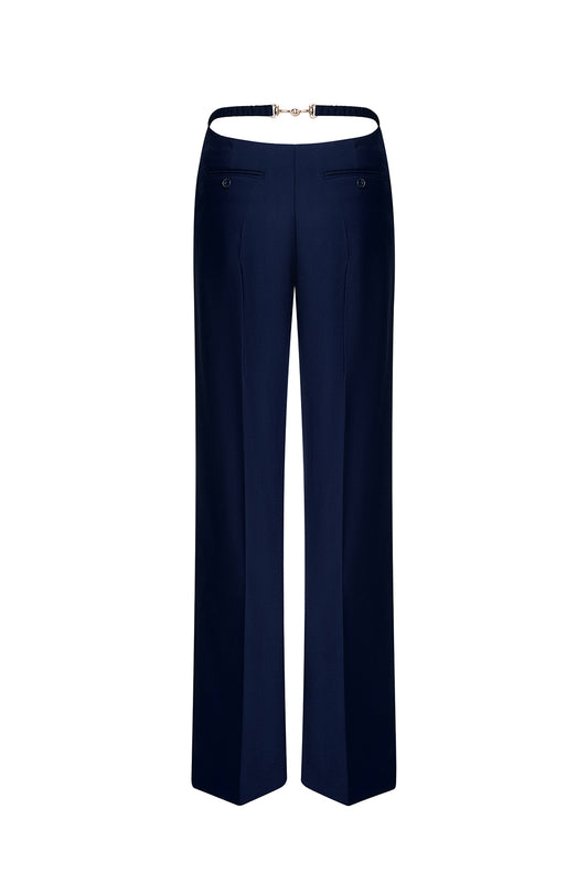 High-waisted straight-leg trousers