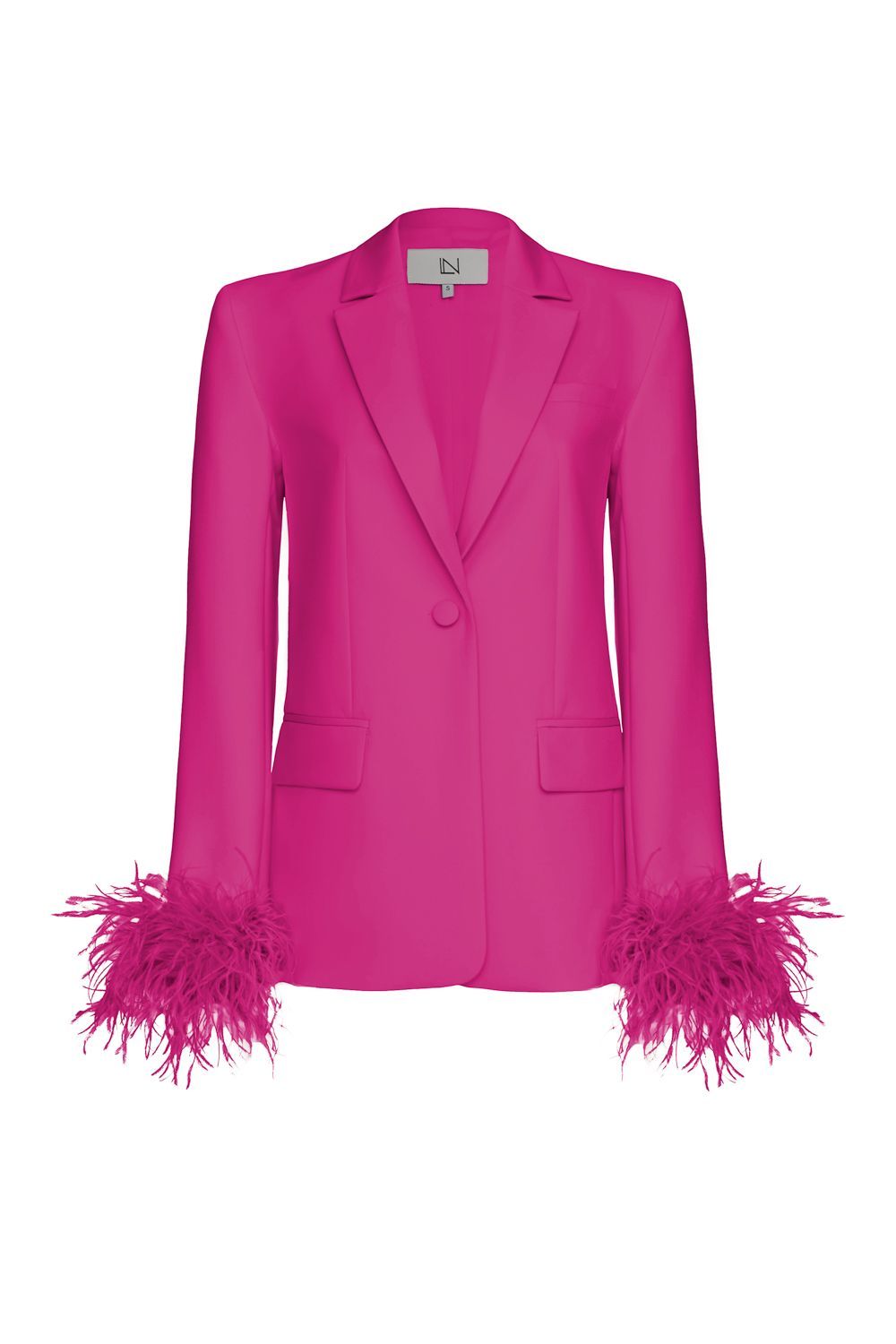 Jacket with feathers on the sleeves