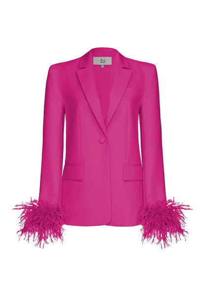 Jacket with feathers on the sleeves