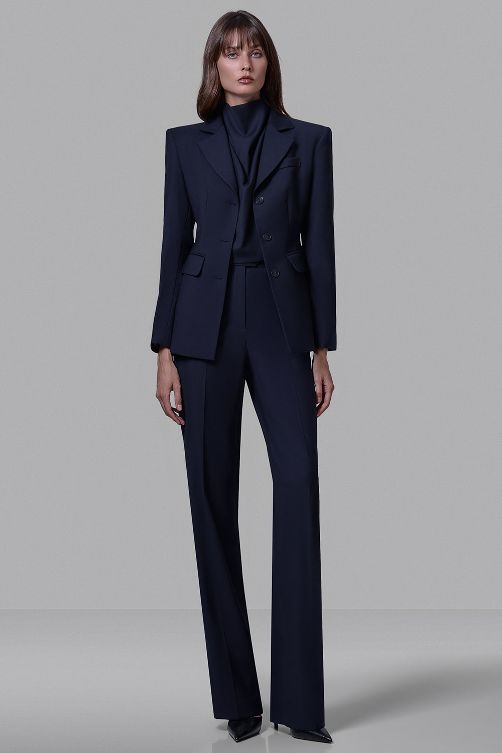 High-waisted straight-leg trousers