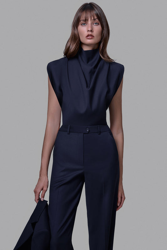 Crop Top with a Stand-Up Collar