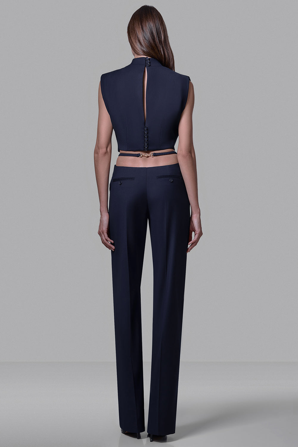 High-waisted straight-leg trousers