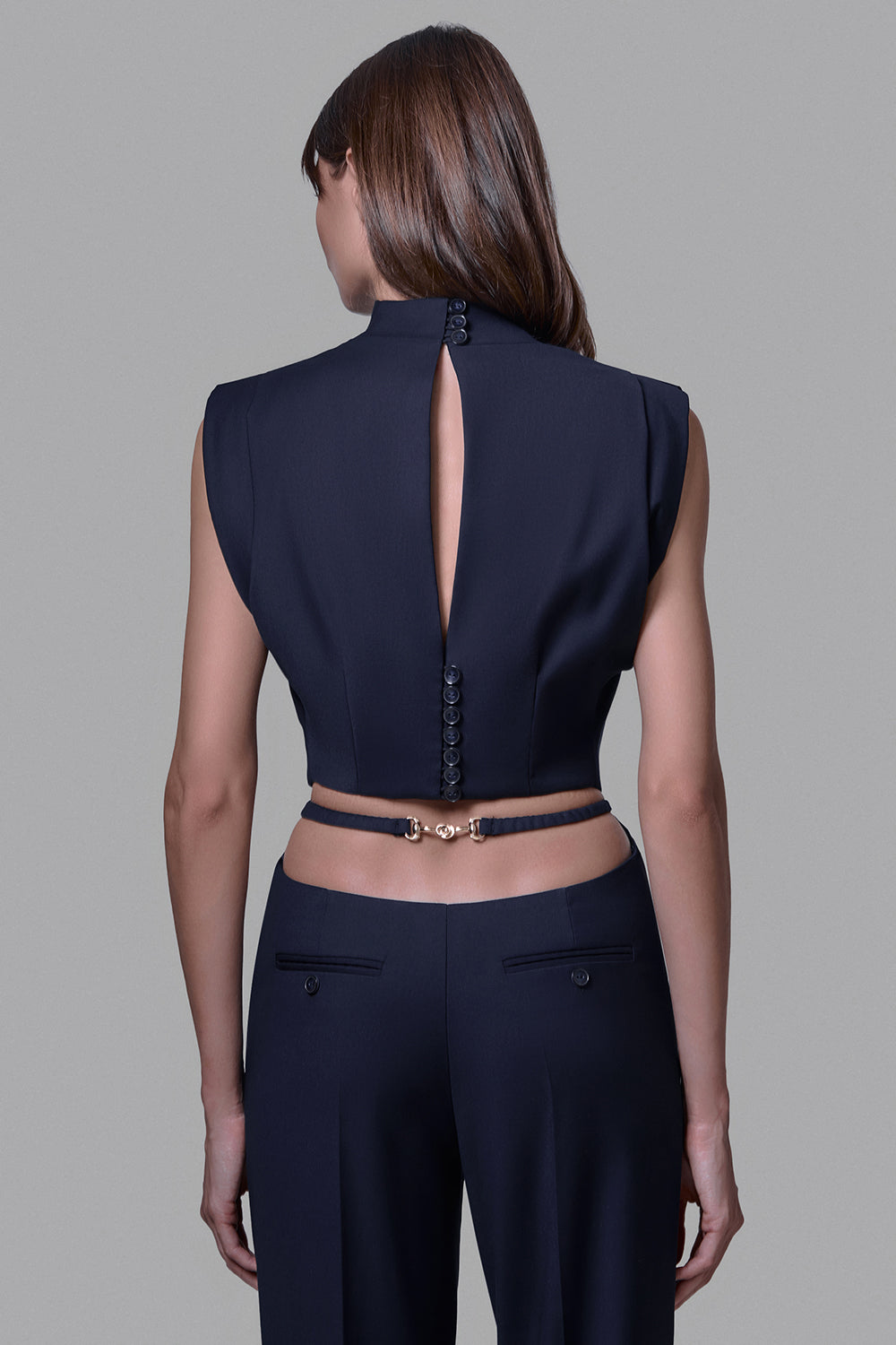 High-waisted straight-leg trousers