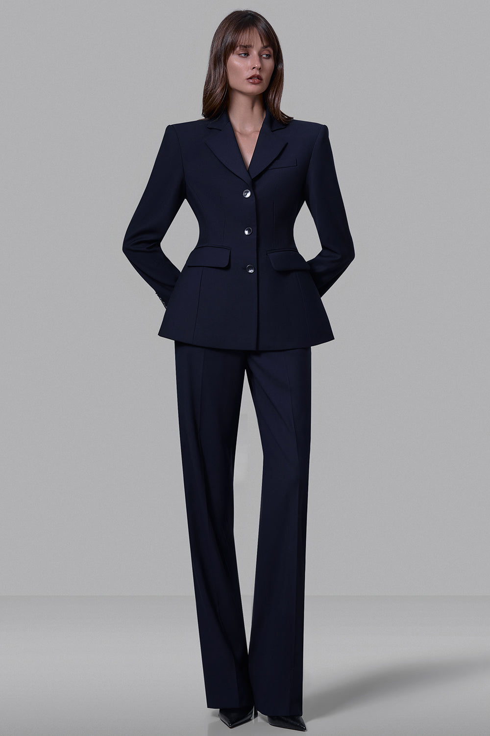 High-waisted straight-leg trousers