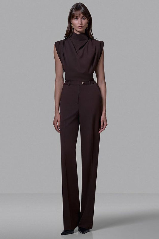 High-waisted straight-leg trousers