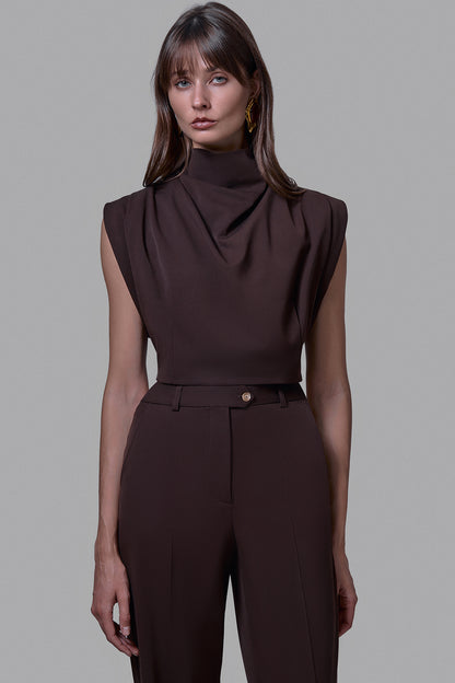 Crop Top with a Stand-Up Collar