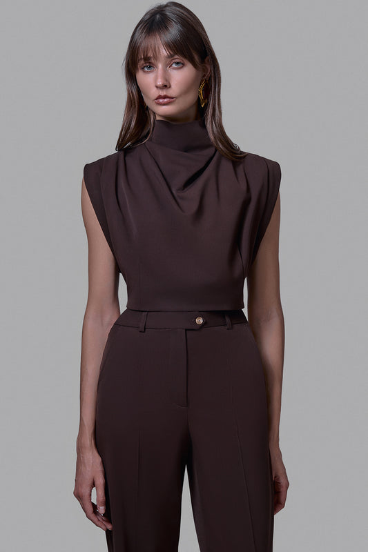 Crop Top with a Stand-Up Collar