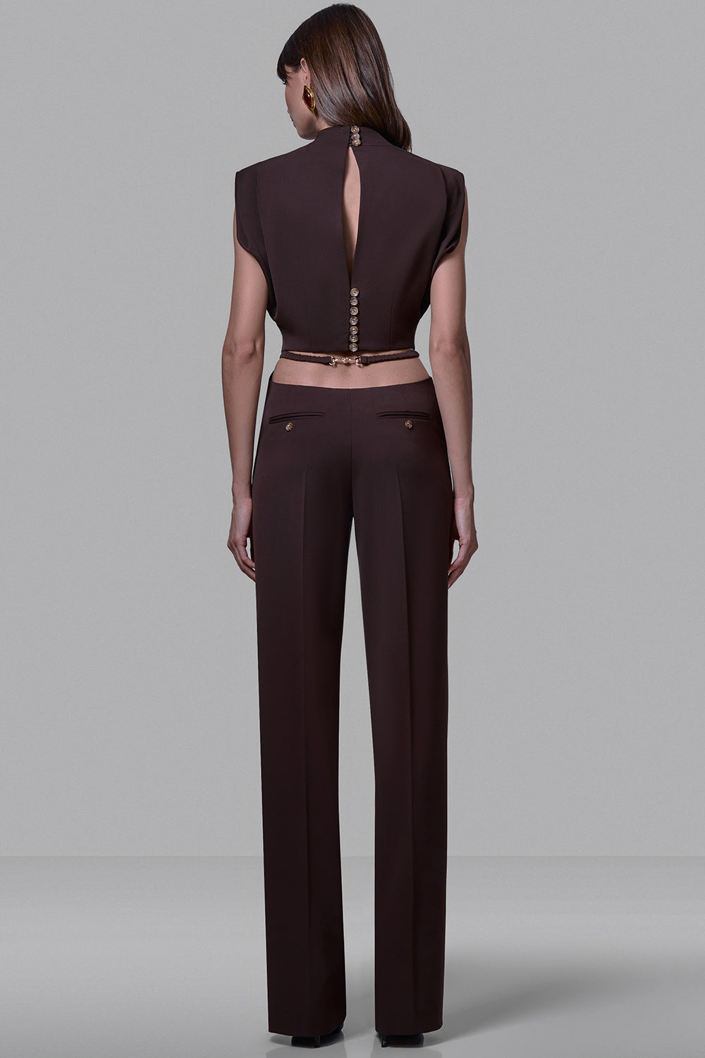High-waisted straight-leg trousers
