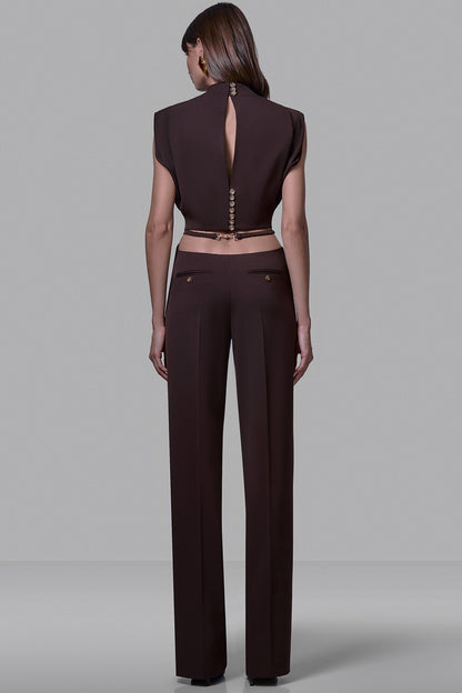 High-waisted straight-leg trousers