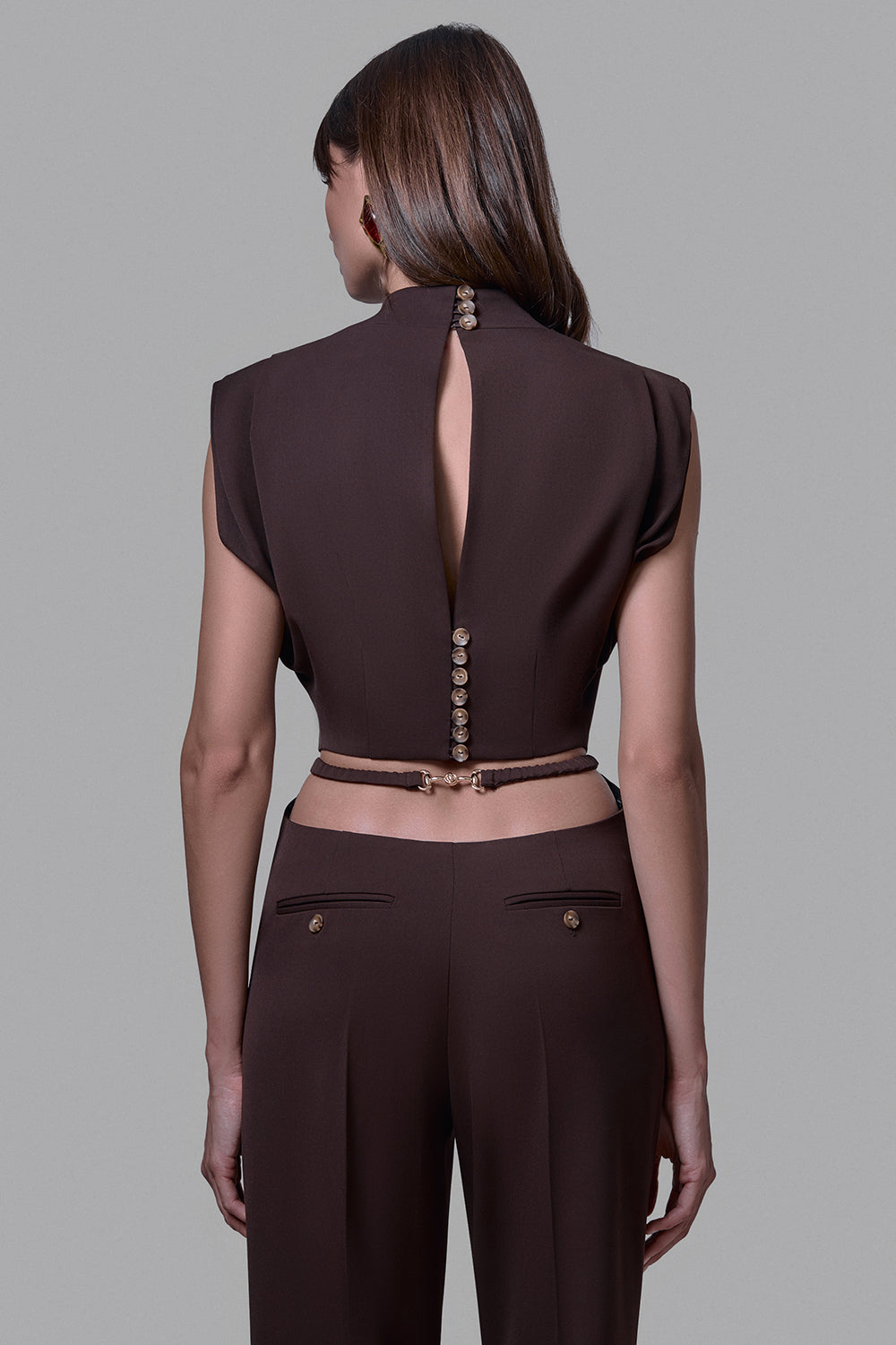 High-waisted straight-leg trousers