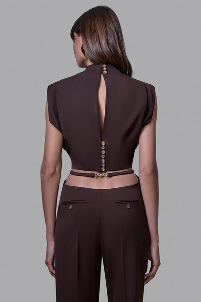 High-waisted straight-leg trousers