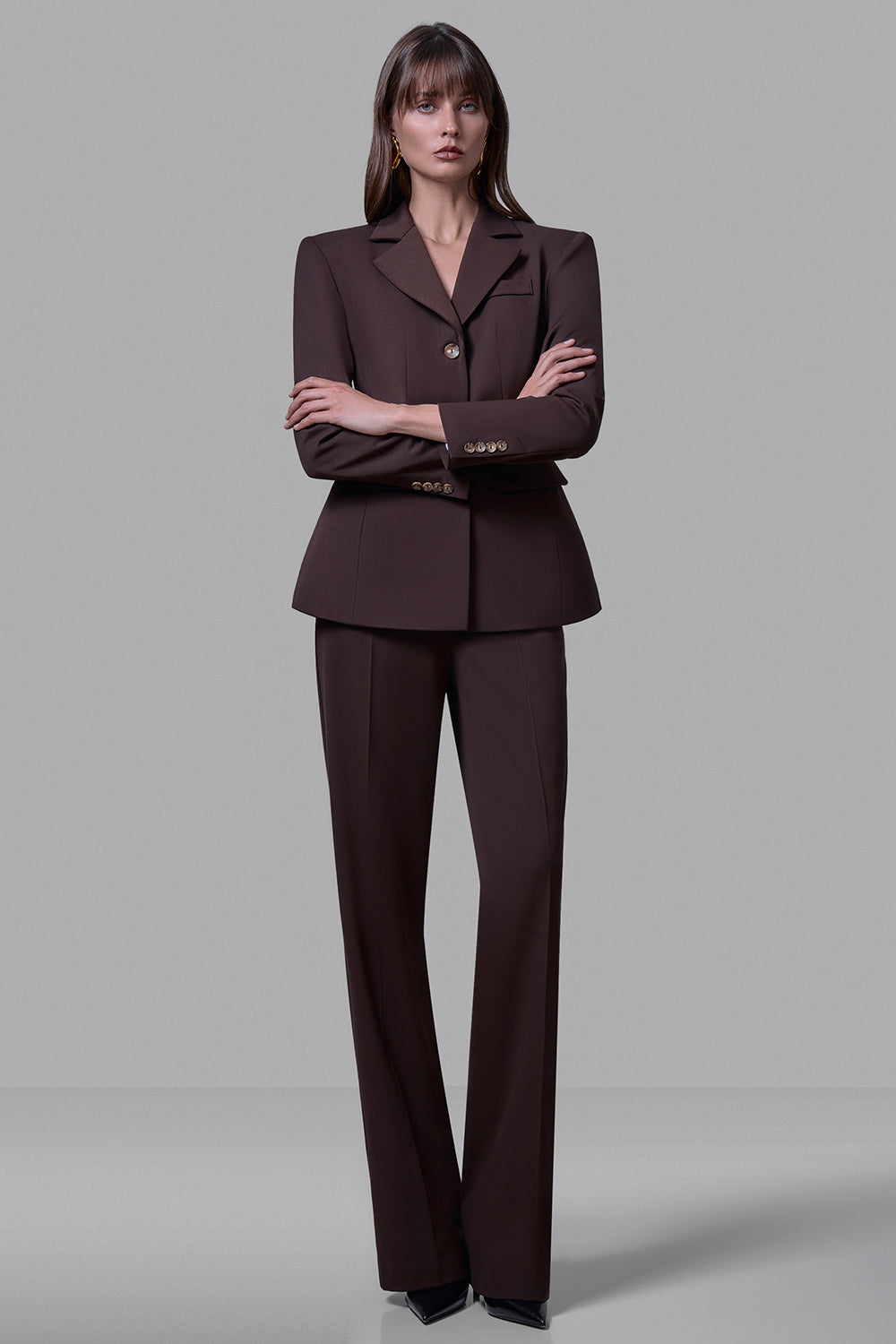 High-waisted straight-leg trousers