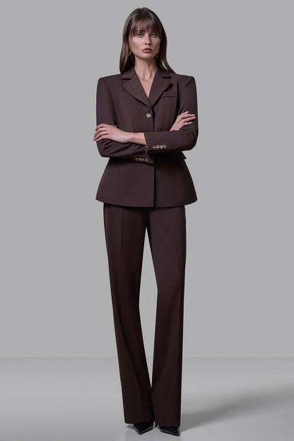 High-waisted straight-leg trousers