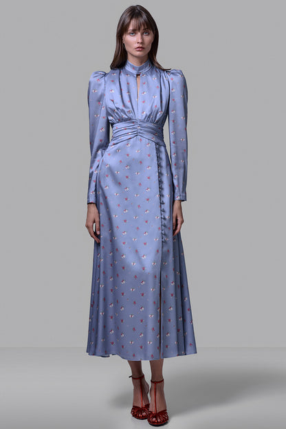 Refined Pleated Waist Midi Dress