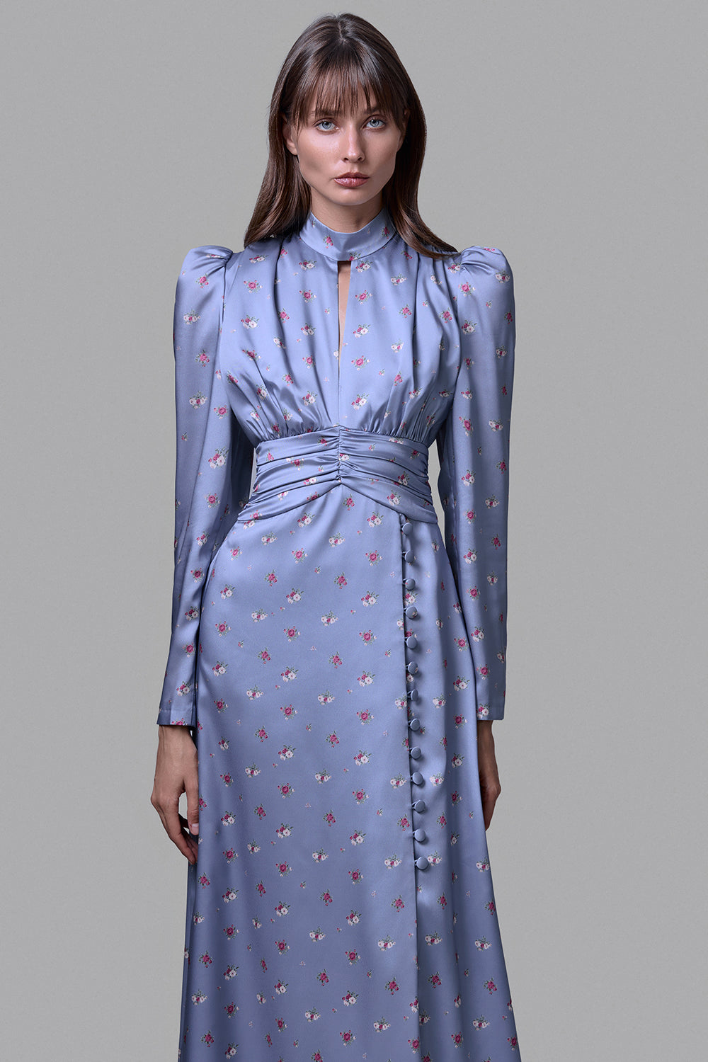 Refined Pleated Waist Midi Dress