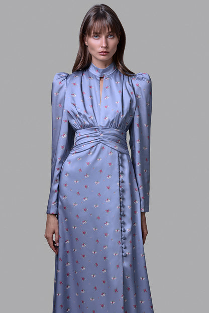 Refined Pleated Waist Midi Dress