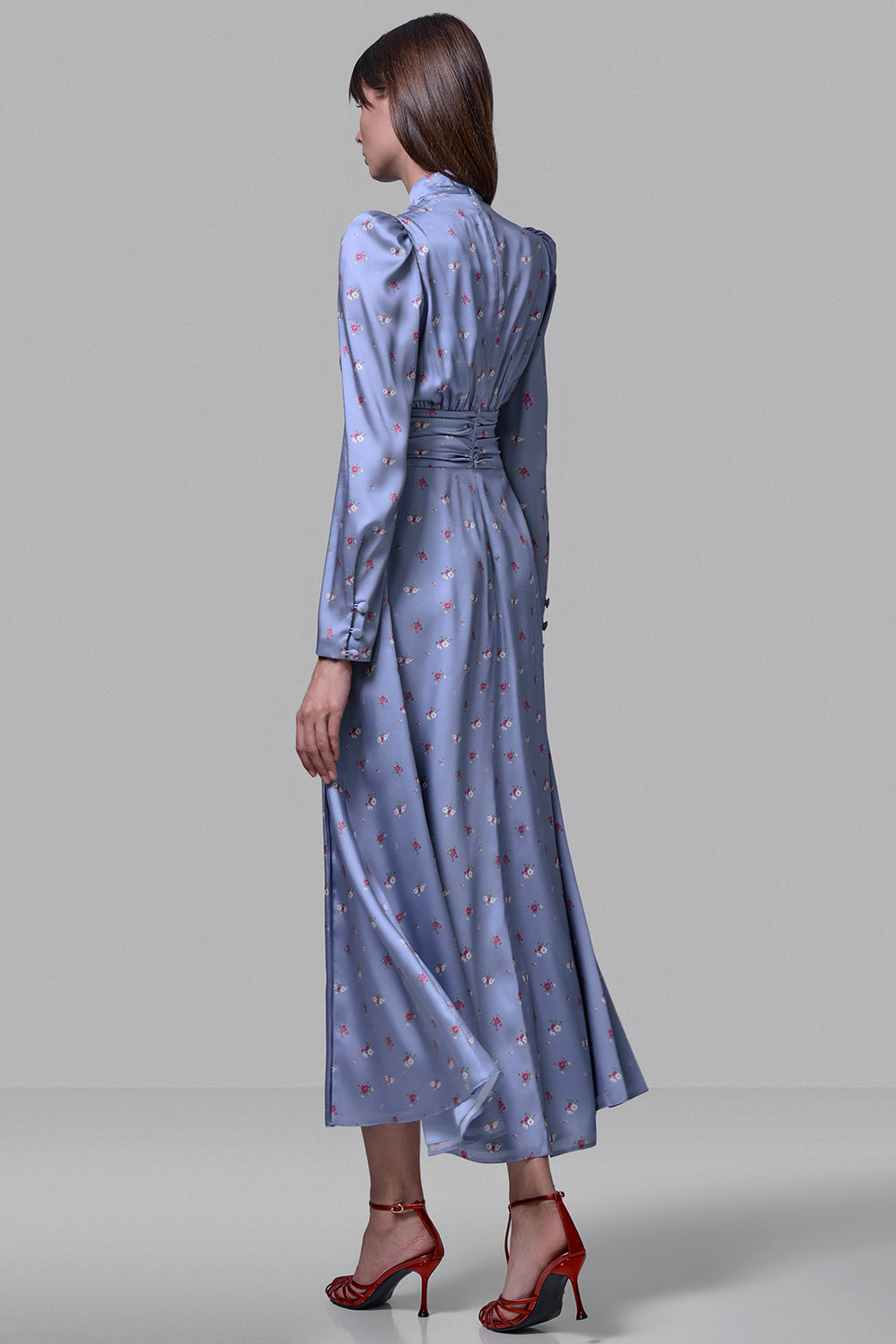 Refined Pleated Waist Midi Dress
