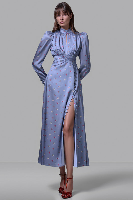 Refined Pleated Waist Midi Dress