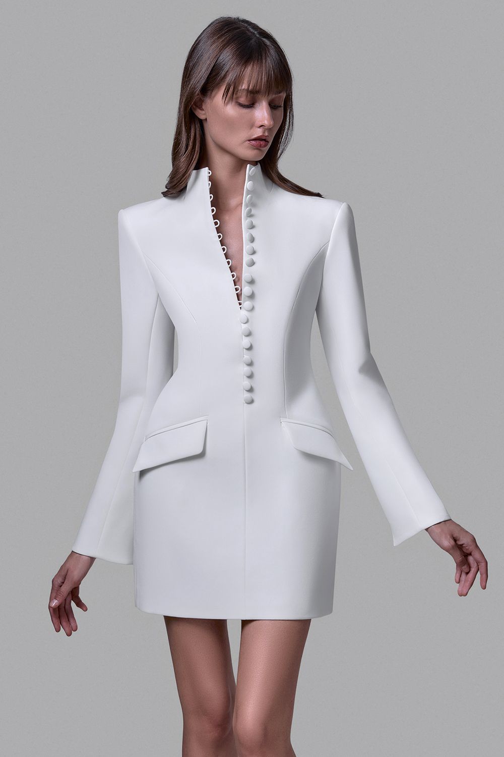 Button-Front Blazer Dress