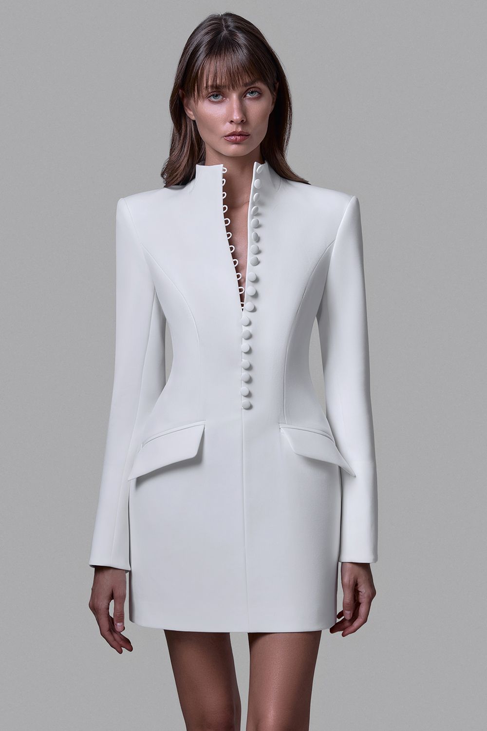 Button-Front Blazer Dress