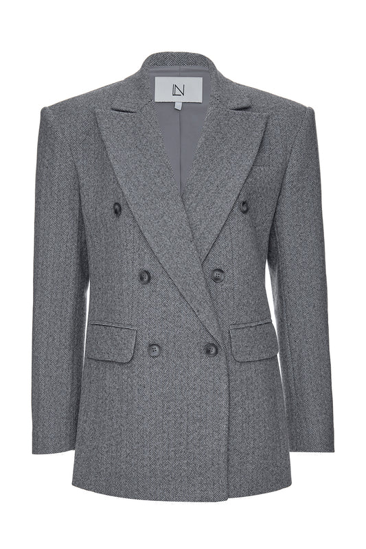 Herringbone Double-Breasted Blazer
