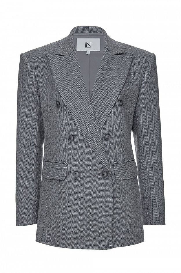 Herringbone Double-Breasted Blazer