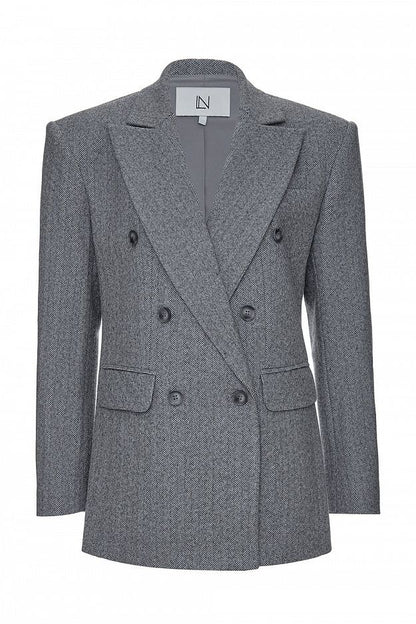 Herringbone Double-Breasted Blazer