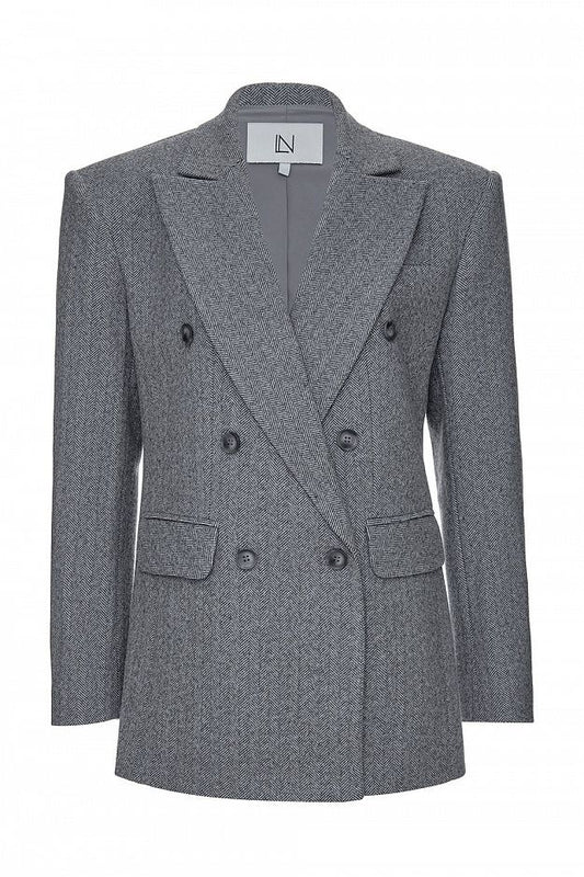 Herringbone Double-Breasted Blazer