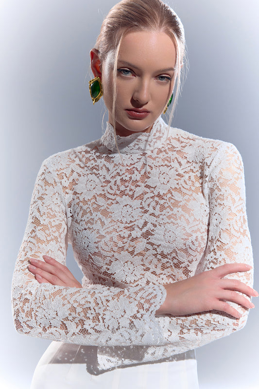 Lace High Neck Blouse