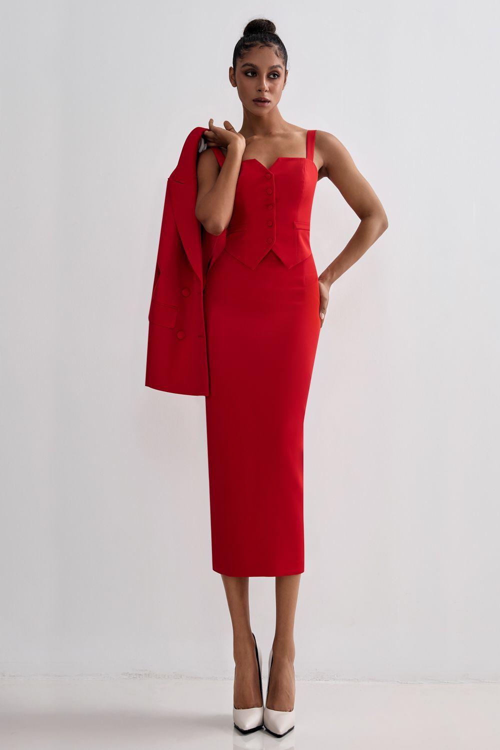 Pencil skirt with a slit